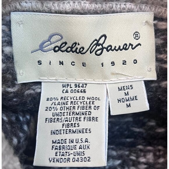 Vintage Eddie Bauer Mens Medium Fair Isle Knit Sweater Wool Blend Gray/Beige - Picture 3 of 5